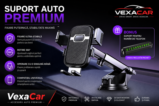 Suport Telefon Auto Premium pentru Grila de Ventilație | Rotire 360°