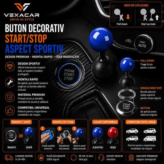 Buton Start/Stop Auto – Accesoriu Pornire Motor | Design Sportiv