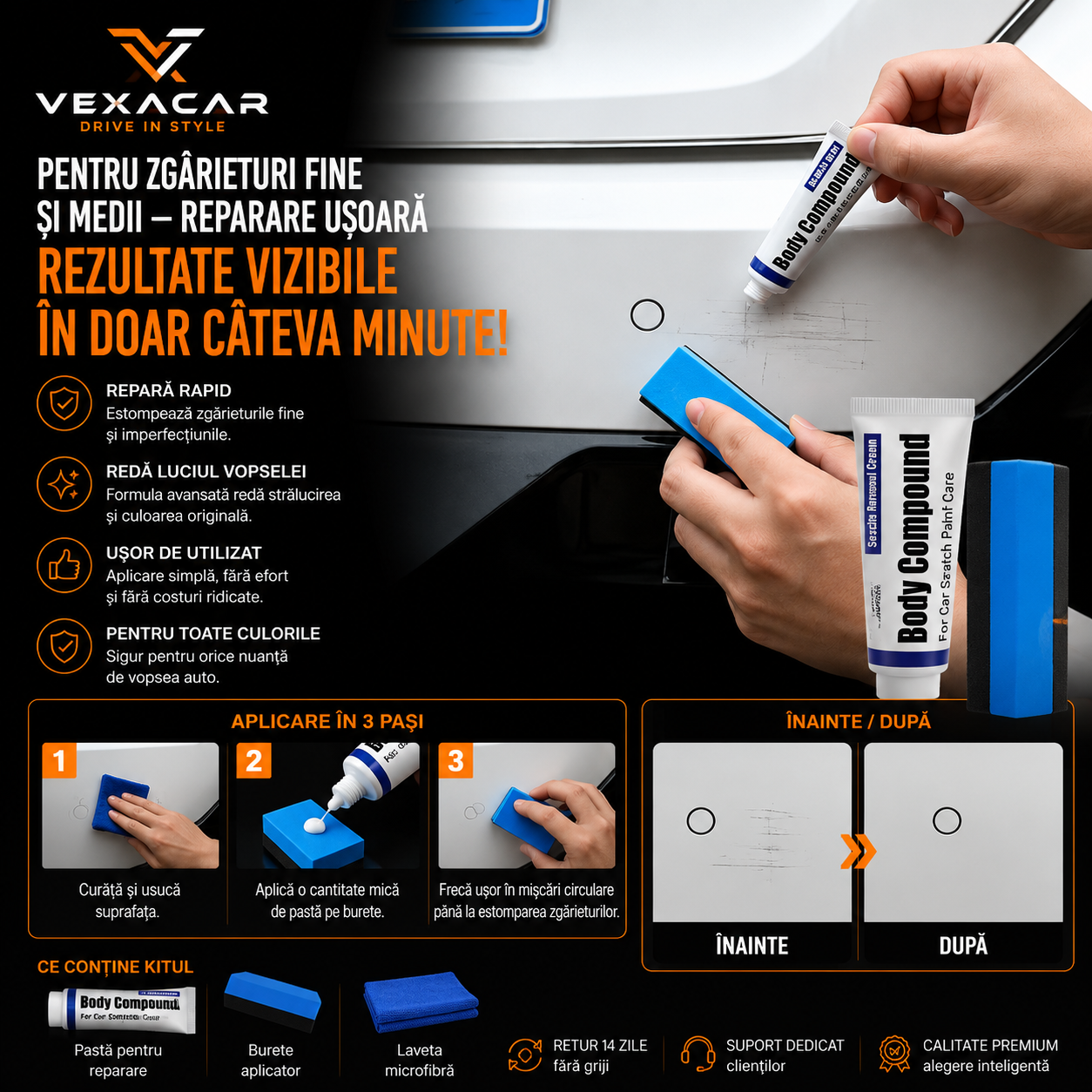 Kit Profesional pentru Repararea Zgârieturilor Auto | VexaCar ⭐