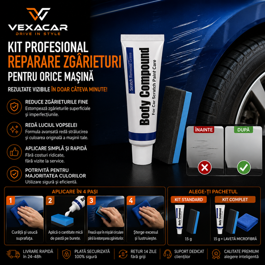 Pastă pentru Repararea Zgârieturilor Auto | VexaCar ⭐